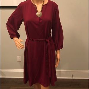 Maroon dress with sash